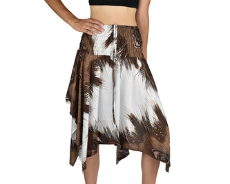 Sukně krátká TUNDE, hnědo - bílá, paví pera