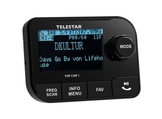 Telestar TOP CAR 1 DAB+ adaptér do auta, Bluetooth, FM transmitter, microSD, černá Telestar TOP CAR 1 DAB+ adaptér do auta, Bluetooth, FM transmitter, microSD, černá