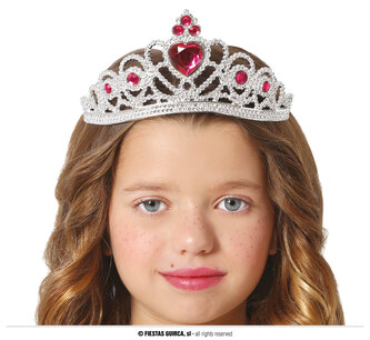 Dětská stříbrná korunka s červenými kamínky