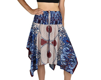 Sukně krátká TUNDE, červená, kruhy a květy, var. C