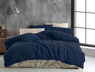 Francouzské mušelínové povlečení 240x200, 70x90cm tmavě modré