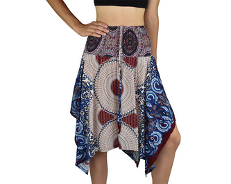 Sukně krátká TUNDE, červená, kruhy a květy, var. B