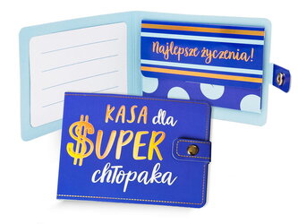 Portfelik tekturowy z kopertką "kasa dla super chłopaka" POR-009