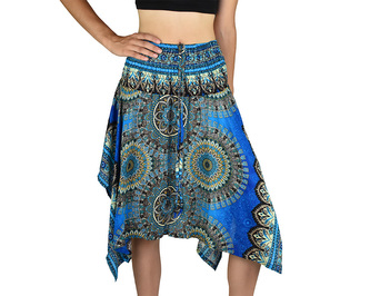 Sukně krátká TUNDE, mandala trojzubec, modrá