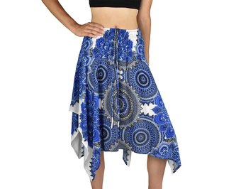 Sukně krátká TUNDE, bílo - modrá mandala, var. A Sukně krátká TUNDE, bílo - modrá mandala, var. A