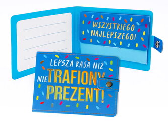 Portfelik tekturowy z kopertką "lepsza kasa niż nie trafiony prezent" POR-001