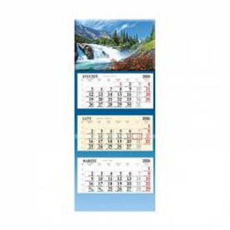 Kalendarz 2026 trójdzielny Wodospad