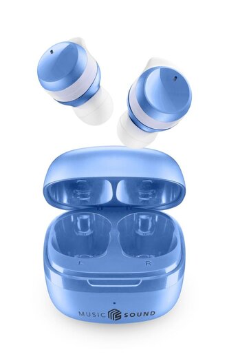 Music Sound TWS bezdrátová špuntová sluchátka Flow, blankytně modrá