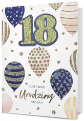 Karnet B6 HM-200 18 Urodziny, złote, balony HM-200-2504