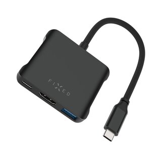 Fixed 5-portový hliníkový USB-C HUB Quadri, pro notebooky, 140W, PD 3.1, vesmírně černá