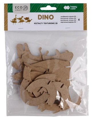 Zestaw kształtów tekturowych 3D Dino 6szt