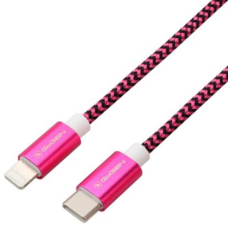 GoGEN USB-C Lightning, 1m, opletený - fialový kabel