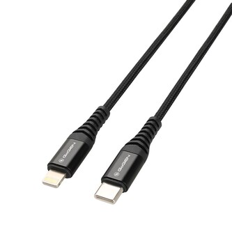 GoGEN USB-C Lightning, 1m, opletený, černý kabel