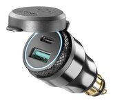 Interphone DIN adaptér s 1 x USB a 1 x USB-C výstupem pro motocykly, černý