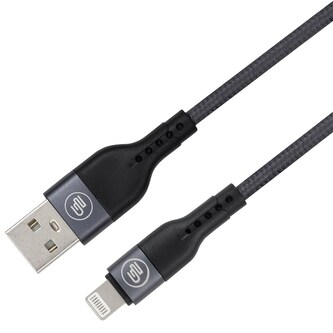 GoGEN USB-A Lightning, 1m, kabel opletený, zkumavka - grafitový
