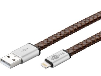 Goobay Lightning iPhone nabíjecí a synchronizační kabel v pravé kůži, 8pin - USB A M/M, 1m