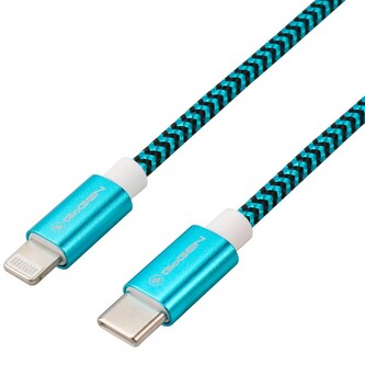 GoGEN USB-C Lightning, 1m, opletený - modrý kabel