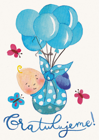 Přáníčko BeBechy - A6 - bílé - Chlapeček Přáníčko BeBechy - A6 - bílé - Chlapeček