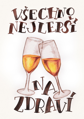 Přáníčko BeBechy - A6 - bílé - Na zdraví Přáníčko BeBechy - A6 - bílé - Na zdraví