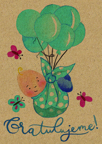 Přáníčko BeBechy – A6 - recyklovaný papír - Chlapeček