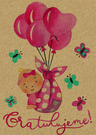 Přáníčko BeBechy – A6 - recyklovaný papír - Holčička Přáníčko BeBechy – A6 - recyklovaný papír - Holčička