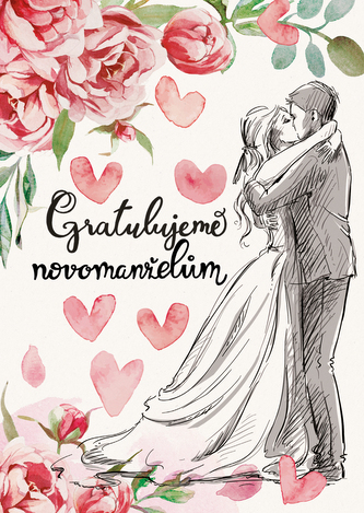 Přáníčko BeBechy - A6 - bílé - Novomanželům Přáníčko BeBechy - A6 - bílé - Novomanželům