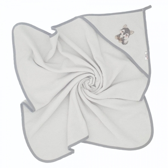 Osuška s kapucí a oušky Vlček, 100x100 cm - šedý