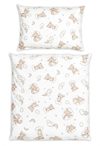Povlečení do postýlky, bavlna, 2D,, Malý Medvídek - bílá s potiskem, 135x100cm; 135x100