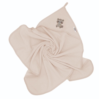 Osuška s kapucí a oušky Mýval, 100x100 cm - béžový