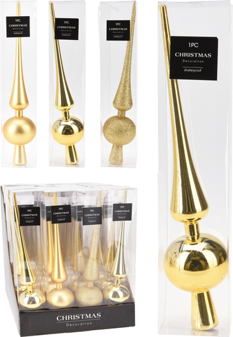 CZUBEK CHOINKOWY 27,5CM 3 RODZAJE ZŁOTE