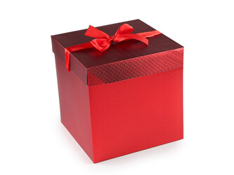 Dárková krabice s mašlí metalická - 1 ks - 3 červená