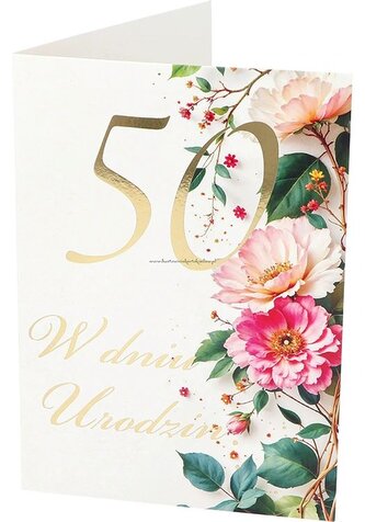 Karnet B6 50 Urodziny, kwiaty RU-014