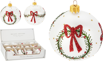 BOMBKA  ŚWIĄTECZNA SZKLANA 8CM 2 RODZAJE