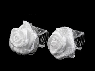 Skřipec do vlasů malý 10x13-15 mm s růžičkou - 10 ks - 4 (15mm) bílá