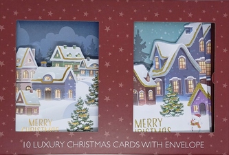 Vánoční přání v krabičce červené, 10 ks