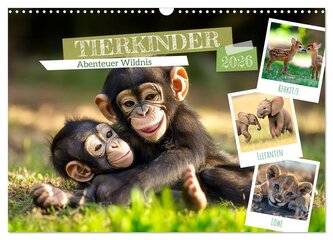TIERKINDER Abenteuer Wildnis (Wandkalender 2026 DIN A3 quer), CALVENDO Monatskalender
