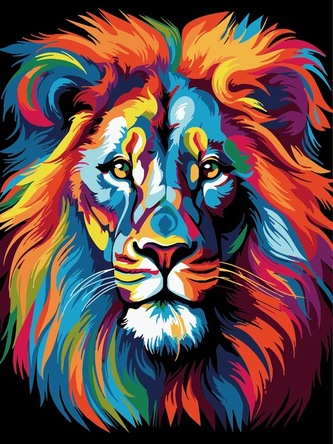 Malování na černé plátno 30 x 40 cm, lev