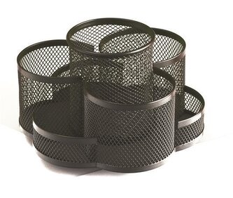 Stojánek na psací potřeby, černá, 7 dílný, drátěný, otočný, DKC2483