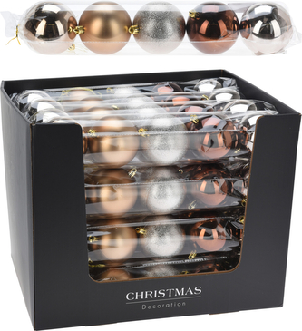 KOMPLET 5 BOMBEK 8CM BURSZTYNOWY