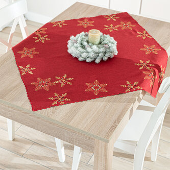 Vánoční ubrus na stůl SNOWFLAKE červená 85x85 cm Mybesthome