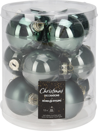 BOMBKA ŚWIĄTECZNA KOMLET 12SZTUK ZIELONA6CM