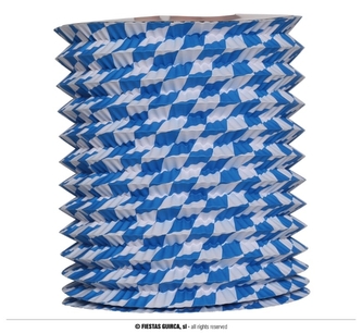 Oktoberfest lampion válcový – modro-bílý 24 cm