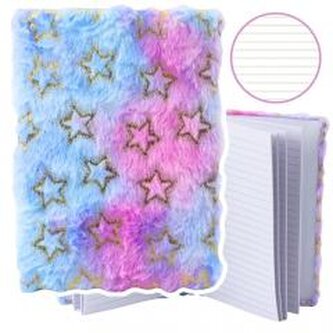 Notatnik pluszowy A5/80K linia Złote gwiazdki