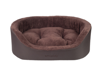 Pelíšek pro psa oválný ASPEINA hnědá velikost M 57x48x23 cm