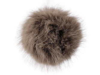 Kožešinová bambule s poutkem Ø11 cm - 6 ks - 3 béžová tmavá