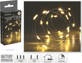 ŁAŃCUCH LED 40L CIEPŁA BIEL WEWNĘTRZNE 195CM TIMER 3xAA 1,5V NA BATERIE