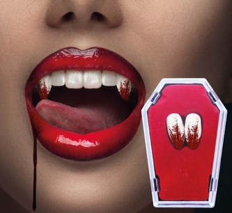 Krvavé upírské zuby s termoplastem – bílo-červené