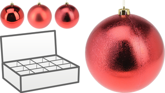 BOMBKA ŚWIĄTECZNA 18CM CZERWONA 3 RODZAJE