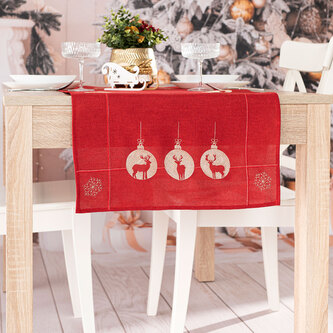 Vánoční ubrus - běhoun na stůl RENIFER červená 40x140 cm Mybesthome