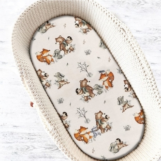 Prostěradlo do kočárku, koše, bavlna, Friends time - latte; 90x40